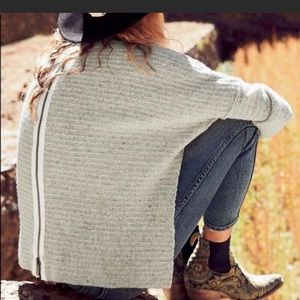 Free People M Arctic Fox asymmetrical tunic sweater cream/ khaki color